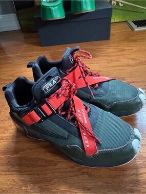 FILA Women’s Dark Green Sneakers with Orange Straps